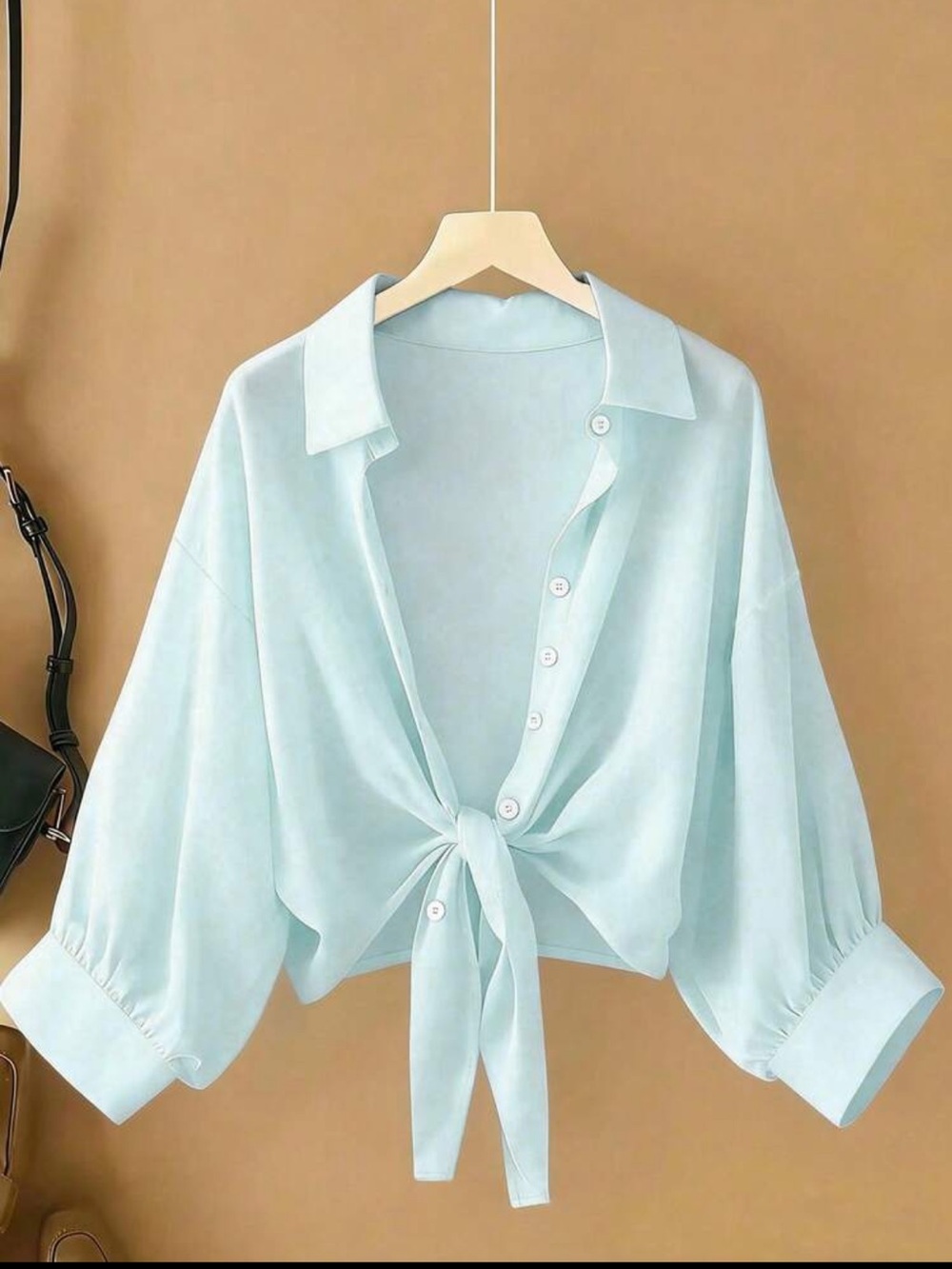 NWT SHEIN Baby Blue Sheer Chiffon Batwing Blouse; Medium